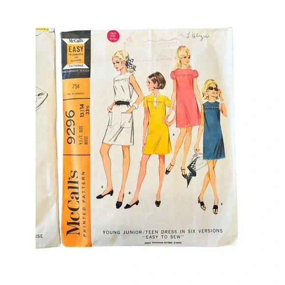 Vintage 60's McCall's Sewing Pattern Junior Teen Dress Boho Retro Sz 13/14 - Picture 2 of 3